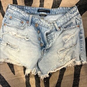 Aeropostale Light Blue Distressed Denim Shorts